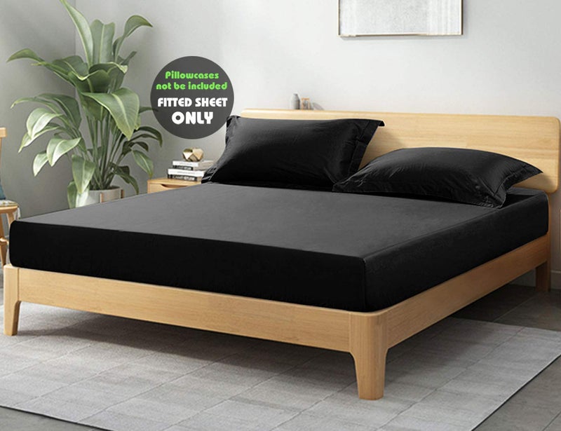 COSMOPLUS Fitted Sheet- COSMOPLUS Full Fitted Sheet Onlyï¼ˆNo Flat Sheet or Pillow Shamsï¼‰,4 Way Stretch Micro-Knit,Snug Fit,Wrinkle Free,for Standard Mattress and Air Bed Mattress from 8â€ Up to 14â€,Black - Image 4